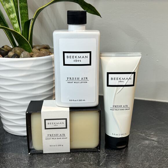 SEALED Beekman 1802 FRESH AIR Full Size GOAT Milk Soap, Hand Cream & Lotion‎ - Picture 1 of 11